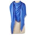 Women's Blue Alpine Cashmere Pom-Pom Triangle Wrap - Ocean