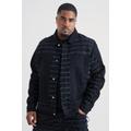 Mens Black Plus All Over Distressed Denim Jacket, Black