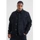 Mens Black Plus All Over Distressed Denim Jacket, Black