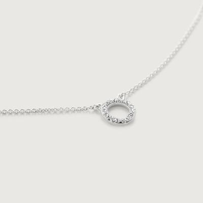 Sterling Silver Riva Mini Circle Necklace Adjustable 46cm/18' Diamond