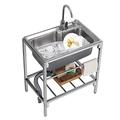 Duchunsheng 1 Compartment Utility Kitchen Sink - Stainless Steel Outdoor Single Bowl Station Sink - Commercial Catering Sinks, With Storage And Towel Storage, For Outdoor Laundry Room Bar Restaurant