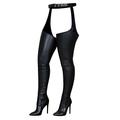 Yolimok Thigh High Over Knee High Boots Women Leather Belt Stretch Sexy Boots Winter Autumn Vintage Boots Mid High Heeled Smart Long Shoes Ladies Wide Fit Black Knee High Boots Plus Size