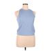 FILA Active Tank Top: Blue Solid Activewear - Women's Size X-Large