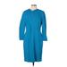 Carlisle Casual Dress - Sheath Crew Neck 3/4 sleeves: Blue Print Dresses - Women's Size 12