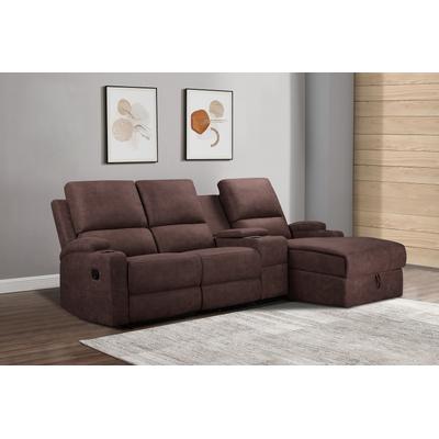 Ecksofa HOME AFFAIRE "NAPORI Multimediasofa, 3er Kinosessel XXL, L-Form, 3 Bezugsstoffe", braun (dunkelbraun), B:240cm H:105cm T:155cm, Sofas, Kinosofa mit Relaxfunktion, Getränkehalter, Staufach und Staukasten Image