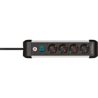 Steckdosenleiste BRENNENSTUHL "Premium-Alu-Line", schwarz (silber, schwarz), B:7,5cm H:33cm T:9cm, Steckdosenleisten, mit Schalter Image