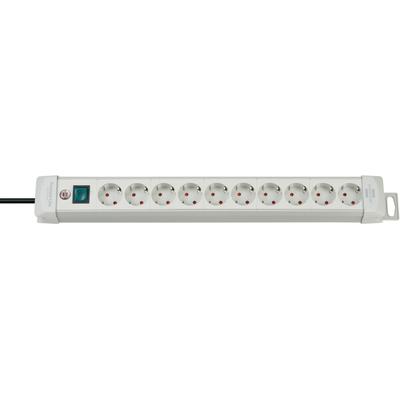 Steckdosenleiste BRENNENSTUHL "Premium-Line", grau (lichtgrau), B:9cm H:59cm T:6,7cm, Steckdosenleisten, mit Schalter