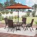 Lark Manor™ Argyri Mix & Match 5-piece Metal Pe Rattan Wicker Folding Outdoor Dining Set w/ Umbrella, Reclining Chairs Plastic in Red | Wayfair