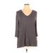 SIMPLE By Suzanne Betro 3/4 Sleeve Top Gray Tops - Women's Size X-Large