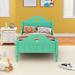 Macaron Twin Size Toddler Platform Bed with Side Safety Rails and Headboard & Footboard
