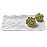 Formoso White Stoneware Rectangular Dinnerware Serving Tray Platter Dishwasher Safe, 17L x 11.5W inches