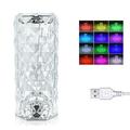 Crystal Diamond Table Lamp Sprimit 4 Colors USB Rose Crystal Lamp with Touch Control Acrylic 3D Night Light LED Bedside Table Lamp Suitable for Decorating Party Dinners L 16 COLORS USB