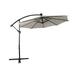 LeisureMod Willry 10 Outdoor Offset Cantilever Hanging Modern Patio Umbrella With Solar Powered LED & Crank Lift in Cream