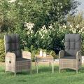 Dcenta 3 Piece Patio Set with Cushions Gray Poly Rattan