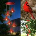 Clearance YOHOME Solar Powered LED Red Bird Wind Chime Color-Changing Light Garden Decor