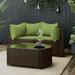Dcenta 3 Piece Patio Set with Cushions Brown Poly Rattan