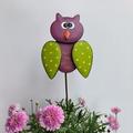 2pcs Cartoon Owl Garden Ornaments Metal Garden Stakes Metal Owl Planter Decorations
