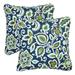 Sorra Home Butler Floral Navy Corded Indoor/ Outdoor Square Pillows (Set of 2) by Havenside Home Blue 22 in