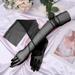 Opolski 1 Pair Bridal Gloves Over Sleeve Soft See-through Tulle Ultra-thin Decorative High-end Anti-slip Dress Gloves for Party Dark Green