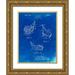 Borders Cole 19x24 Gold Ornate Wood Framed with Double Matting Museum Art Print Titled - PP858-Faded Blueprint Golf Fairway Club Head Patent Poster