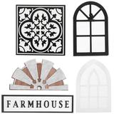 5pcs Farm Tray Ornament Vintage Wood Country Decor Farmhouse Table Decoration