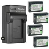 Kastar 4-Pack Battery and AC Wall Charger Replacement for Sony HXR-MC88 HXR-NX30 HXR-NX70 HXR-NX80 PXW-Z90V PXW-X70 DCR-PJ5 DCR-SR10 DCR-SR15 DCR-SR20 DCR-SR21 DCR-SR58 DCR-SR68 FDR-AX33