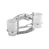 NUOLUX Stainless Steel Toothbrush Holder Gargle Cup Wall Mounted Glass Cup Tumbler Holder Rack Toothpaste Holder for Bathroom (Double Cup Style)