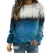 iOPQO hoodies for women Women Color Trees Print Loose Pullover Tops Round Neck Casual T Shirt Long Sleeve Sweatshirt Women s Hoodless Sweatshirt Blue XXL