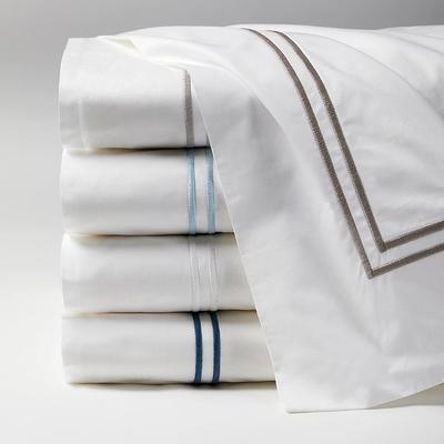SFERRA Grande Hotel Percale Sheets - Flat Sheet, White with White Embroidery Flat Sheet, Queen White with White Flat Sheet - Frontgate