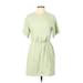 Old Navy Casual Dress - Mini Crew Neck Short sleeves: Green Print Dresses - Women's Size Large