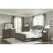 Frayda 5 Piece Gray Modern Velvet Upholstered Tufted Sleigh Bedroom Set