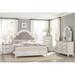 Milena 3 Piece White Gray Traditional Fabric Upholstered Tufted Panel Bedroom Set