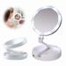 LED Travel Makeup Mirror Portable Folding 1x/10x Magnifying LED Light Up Double Side Makeup Mirror Tabletop Batteries or USB Charging White