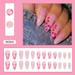 Pink Sakura Almond Fake Nails Sweet & Charming Reusable False Nails for Finger Decoration Home Nail DIY