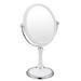 PINKZIO Double Sided Swivel Vanity Mirror with 1X/3X Magnification Oval Shaped Two-sided Makeup Mirror with Stand and Removable Base (Peal White) 7.5 inch