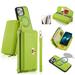 ELEHOLD Wallet Phone Bag with Case for iPhone 7/8/SE 2022 & 2020 Large Capacity Multi-Functional Case with Card Holders Zipper Purse Wriststrap Crossbody Shoulder Strap Handbag for Women Girls green