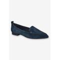 Wide Width Women's Alessi Casual Flat by Bella Vita in Navy Suede Leather (Size 7 W)