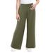 Plus Size Women's Wide-Leg Pant by June+Vie in Dark Olive Green (Size 14/16)