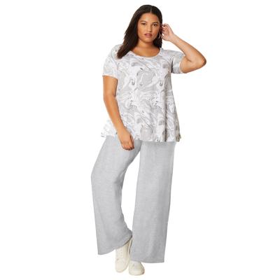 Plus Size Women's Wide-Leg Pant by June+Vie in Heather Grey (Size 18/20)
