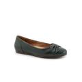 Extra Wide Width Women's Sofia Ballerina Flat by SoftWalk in Dark Green (Size 9 WW)