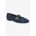 Wide Width Women's Davenport Casual Flat by Bella Vita in Navy Suede Leather (Size 9 W)