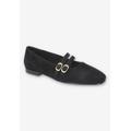 Wide Width Women's Davenport Casual Flat by Bella Vita in Black Suede Leather (Size 10 W)