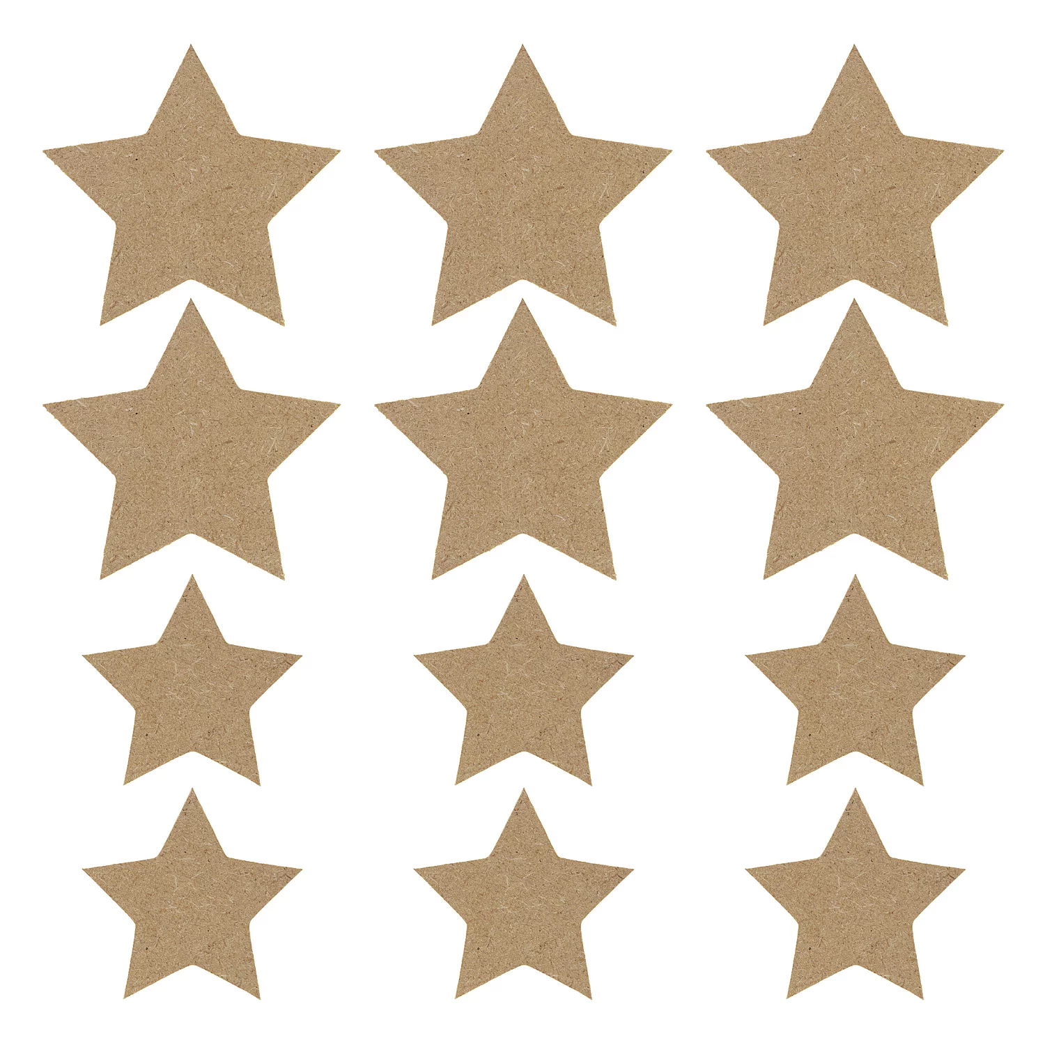 Étoiles en MDF, 6 cm et 8 cm, 12 pièces