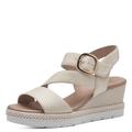 Jana Damen Softline 8-28370-42 400 BEIGE Wedge Plateau Sandale Komfortable Mehrweite Alltagsschuh Festlich Elegant Keilsandale, 36 EU Weit