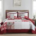 Yvooxny Quilts Queen Size 3-Piece Quilt Set Lightweight Real Patchwork Red Paisley Bedspread 100% Cotton Quilted Bedding Set with Pillowcases for All Seasons, Crimson, Queen Size, 98x90''