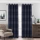 always4u 100% Blackout Curtains Check Eyelet Curtain Bedroom Tartan Curtains Plaid Brushed Cheque Pair of Highland Woolen Look Window Treatment for Living Room Navy Blue 66 * 90 Inches