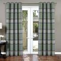always4u 100% Blackout Curtains Check Eyelet Curtain Bedroom Tartan Curtains Plaid Brushed Cheque Pair of Highland Woolen Look Window Treatment for Living Room Green 46 * 54 Inches