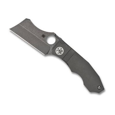 Spyderco Stovepipe Folding Knife (Stonewashed Cleaver Blade, Titanium Handle) C260TIP