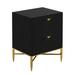 Mercer41 2 - Drawer Wood Nightstand 24.41"H x 19.69"W x 15.75" D JH022 Wood/Metal in Black | 24.4094 H x 19.685 W x 15.748 D in | Wayfair