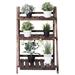 Arlmont & Co. 3-Tier Outdoor Wooden Folding Display Flower Stand Wood/Solid Wood in Brown | 37 H x 24 W x 13 D in | Wayfair